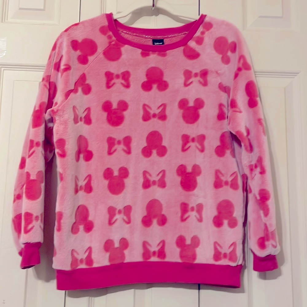 GIRLS - Medium Pink long sleeve, polyester sweatshirt, Minnie mouse shape